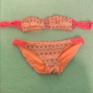 orange printed bikini